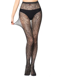 1 pereche de modă și sexy spider web plasă de pescuit șosete stilul punk Halloween chilot negru spider web șosete