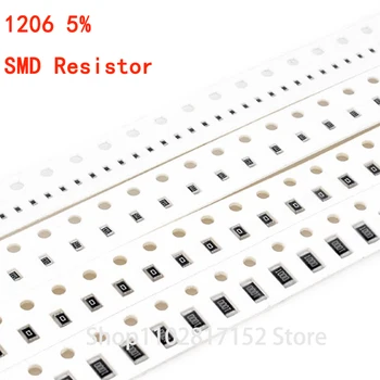 100BUC SMD Rezistor 1206 3216 5% 1/4W 0R-10M 0R ohm ~ 10M ohm Rezistor Kit Asortate Kit Eșantion Kit 0R 10R 100R 1K 2.24.7 K 1M 10M