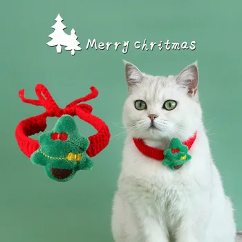 1buc Kawaii Crăciun Tricotate din Lână Eșarfă animal de Companie Reglabil Pisică Câine de Pluș Moș Crăciun Guler Accesorii Pisoi, Catelus Consumabile