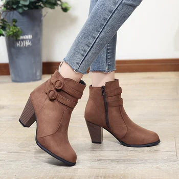 2023 Înaltă Calitate Pantofi pentru Femei Zip pentru Femei Cizme de Moda Catarama Birou și Cariera de Vânzare Fierbinte Scurt de Pluș Glezna Cizme Zapatos