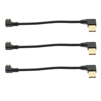 3 Buc Cablu Micro USB Unghi Drept pentru Adaptor Colț de Aur Placate cu Aliaj de Zinc de 90 de Grade