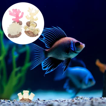 4 Buc Glow-in-the-întuneric Recif de Corali Rezervor de Pește Decoratiuni Ornamente Model Acvatice, Plante Pentru Acvariu Rășină