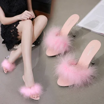 5 Culori de Pantofi pentru Femeie Papuci de casă 2019 Cristal Transparent Tocuri de 7-10cm Nunta Pantofi Sandale Sexy de Metri de Mare Interes Feminin Papuci de casă