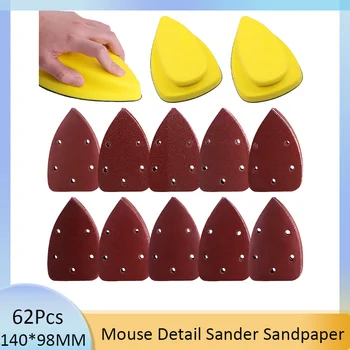62Pcs Mouse Detaliu Șmirghel Asortate cu Mâna Detalii masina de Slefuit cu Bloc de Cârlig și Buclă de Palmier Tampoane abrazive Pentru Slefuire Decor Acasă