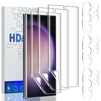 6In1 Moale Hidrogel Film pentru Samsung Galaxy S23 S22 Ultra 23Ultra S20 S21 Camera HD Pahar Ecran Protector de Film Pentru S23Ultra S23+