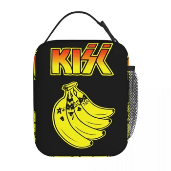 A formatiei Kiss cu Banane Parodie Izolate Termic Prânz Saci de Călătorie Sac Portabil pentru masa de Prânz Cooler Termică Cutie de Prânz