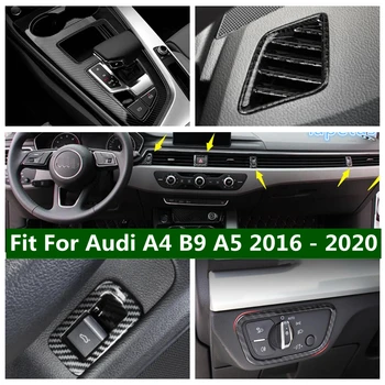 Aer Priza de curent ALTERNATIV / de Schimbare a vitezelor Cap / Faruri Comutator Capac Ornamental Pentru Audi A4 B9 A5 2016 - 2020 Fibra de Carbon, Accesorii de Interior