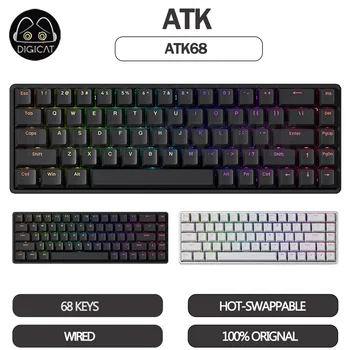 ATK68 Tastatură Mecanică Esports Comutator Magnetic cu Fir Tastatură RGB cu iluminare din spate 68 Chei OEM Taste PBT Pentru Win/Mac Tastatură de Gaming