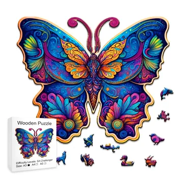 Avansate Puzzle Din Lemn Fluture Frumos Copiii Adulți Educație Specială Provocare Cadou Din Lemn Animale De Bord Set Jucarii