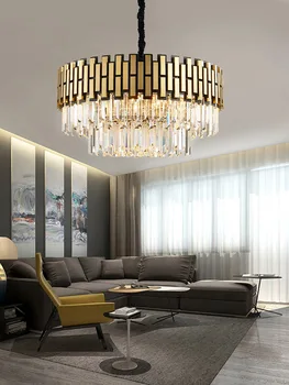 Candelabru din Cristal de lux pentru Living Vila salon Interior Iluminat Candelabru din Oțel Inoxidabil Restaurant Pandantiv Lumina