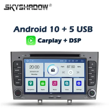Carplay DSP IPS PX6 Android 10.0 4GB+64GB Bluetooth Wifi 5.0 RDS Radio Car DVD Player pentru Peugeot 308 408 suport TPMS Camera