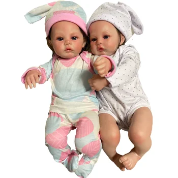 Clearance-ul 43CM Deja Vopsite Renăscut Baby Dolls Gemeni Lunca Copil Nou-născut Prematur Handmade Figura Jucărie Cadou Pentru Fete