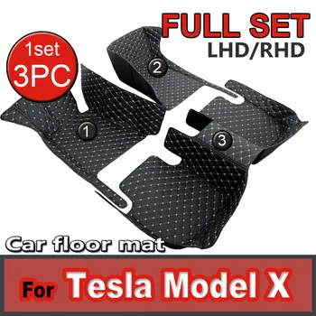 Covorase Auto Pentru Tesla Model X 7 Scaun 2015~2022 Set Complet De Lux, Covoare Covor Anti Murdărie Pad Din Piele Mat Accesorii Auto Tapete Carro
