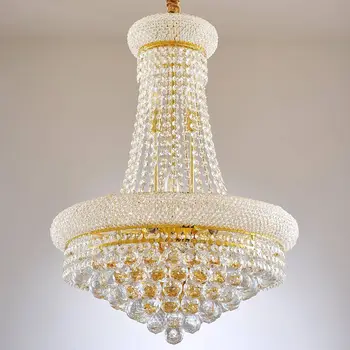 De aur Finisaj Clasic Stil Empire K9 Cristal Candelabru Lumina Plafon pentru Camera de zi Foaier, Sufragerie, Hol, Dormitor