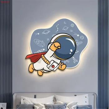 Desene animate pentru copii Astronaut fără Margini Murală Lampă de Perete Pentru Dormitor Copii Foaier Canapea Pepinieră Hol Sconces Led Lumini de Noapte