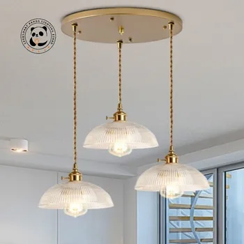 Design Nordic Trei Capete Pandantiv de Sticlă iluminat cu LED-uri Moderne Simplitate Alamă Geam Lampa de Camera de zi Restaurant Decora Iluminat