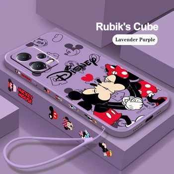 Disney Minnie Mickey Roz Lichid Stânga Frânghie Pentru Xiaomi Redmi Nota 12 12 12R 11 11T 11 10 10 9 8 8T Pro Plus 5G Caz de Telefon