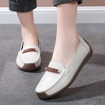 Femei Balerini Pantofi Adidași Din Piele Doamnelor Nou Single Confortabile Pantofi Pentru Femeie Încălțăminte De Moda De Mari Dimensiuni Mocasini 2024