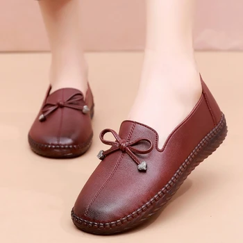 Femei Pantofi Casual 2023 Primăvară Nouă Epocă De Dantelă Moale Cu Talpi De Alunecare De Femei Balerini Pantofi Oxford Din Piele Moale De Femeie Singură Pantofi