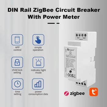 GLEDOPTO ZigBee 3.0 Șină Din Circuit Breaker Contor de Energie Energy Monitor Tuya de Viață Inteligentă App Control de Putere de Afișare Setarea Timer