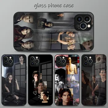 Jurnalele Vampirilor Damon Salvatore Caz Telefon din Sticla Pentru IPhone 13Pro 14 13 12 11 Pro Max Mini X XR XSMax 8 7 6s Plus SE 2020