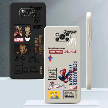Marvel Spiderman Groot Caz pentru Xiaomi Poco M3 M4 Pro F3 GT X3 X4 NFC m5-urile sunt C40 X3 Pro F4 M5 Silicon Pătrat Lichid de Acoperire Coajă