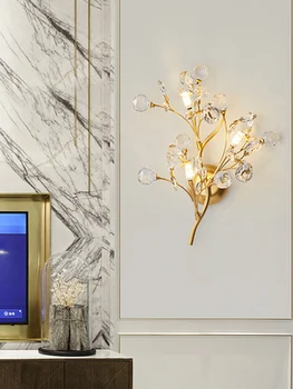 Nordic Lux Mat Placat cu Aur de Fier Floare Model WitBlossom Cristal Decor G9 LED Lumini de Perete Lumini de Fundal