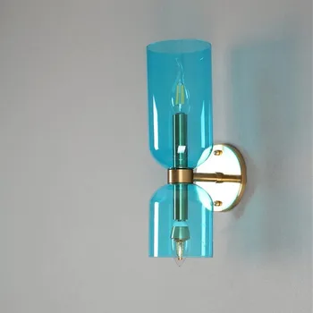 Nordic perete de sticlă lumini interior camera de zi Dormitor Lampa de Designer Moderne Led Lampă de Perete de sticlă albastră nuanță de lumină Lumini Corpuri