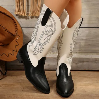 Nou Stil Doamnelor Pantofi Slip-on Femei pe Genunchi-Cizme a Subliniat Toe Toc Pătrat Pantofi Femei Moderne Broda Doamnelor Cizme