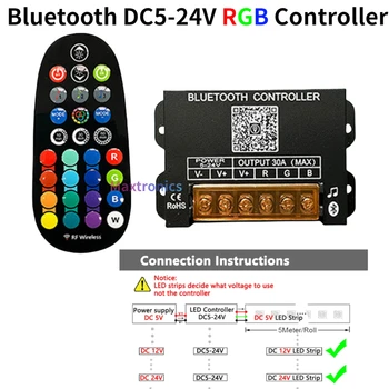 NOUL Bluetooth DC5-24V RGB LED Strip Lumina Controler 30A 4 fire 3-canal de Tensiune Constantă Lampă de RF 29-Cheie de la Distanță fără Fir Dimmer