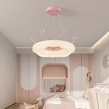 Pink Princess Room Candelabre camere de Copii Lămpi cu LED-uri Moderne, Romantice, Coroana de Cristal Lampă Mică Fată Cameră Decor Candelabru