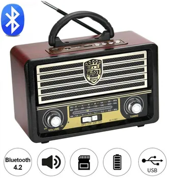 Retro Radio Portabil fără Fir Bluetooth difuzoare HIFI Stereo AM/FM Radio Receptor Player USB, TF Card, AUX MP3 Player Digital