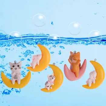 Rezervor de pește Ornament de Siguranță, Poluare-free Rezervor de Pește de Decorare Decorare Mini Pisica Luna Float Figurine Miniaturi Consumabile pentru animale de Companie