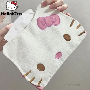 Sanrio Hello Kitty Țesut Pu Caz Din Piele Suport De Șervețele De Toaletă Baie Cutii De Hârtie De Birou Accesorii Pentru Casa Masina De Tesut Cutie De Depozitare