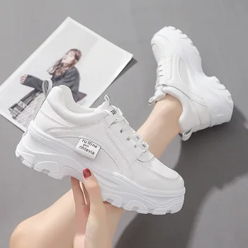 Stil de Pantofi pentru Femei Pantofi sport Femei Casual cu Fund Gros Lift Pantofi Sintetice Femei Pantofi Albi