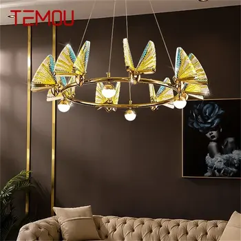 TEMOU Nordic Colorate Candelabru Lămpi Corpuri de Lumini Pandantiv Fluture Inel de Acasă pentru Decor Acasă