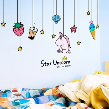 Unicorn Animal Autocolante de Perete DIY Desene animate Stele Decor de Perete Decalcomanii pentru Copii Dormitor pat Cameră de Copii Pepinieră Decor Acasă